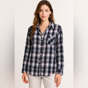 Victoria’s Secret Plaid Pajama Top – Button Down Long Sleeve Lounge Shirt L